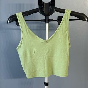 Green Ribbed Tank Top